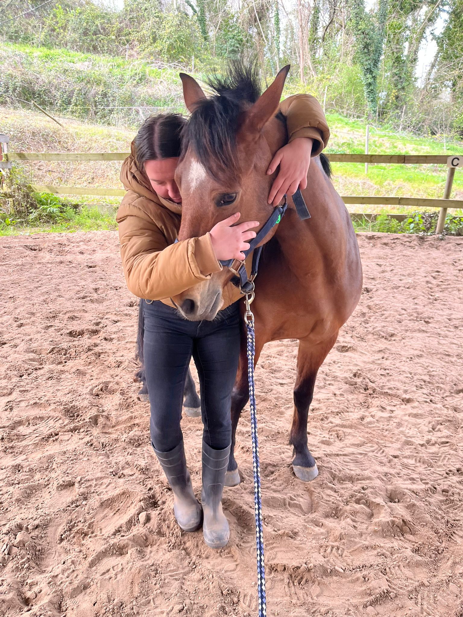 Câlin avec un cheval